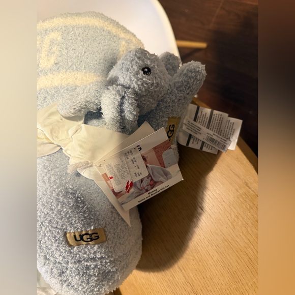 NWT UGG BUNNY SKY BLUE RATTLE & BABY BLANKET GIFT SET  30"x40" New! - Picture 1 of 8